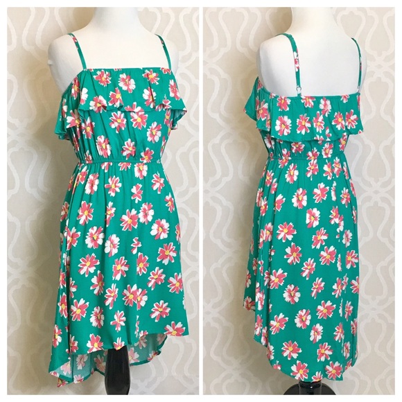 Dresses & Skirts - *CLEARANCE* Green Floral Hi- Low Dress
